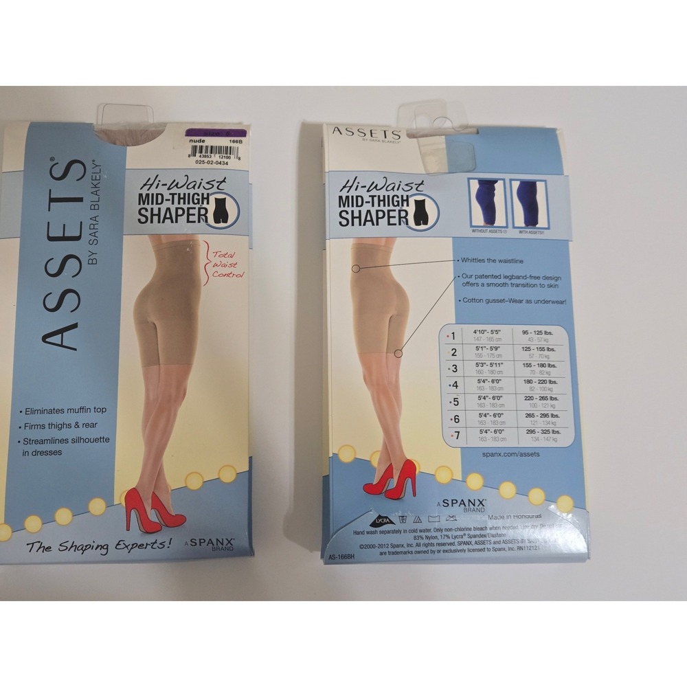 Spanx Assets by Sara Blakely Hi-Waist Mid Thigh Shapers (2‎ Pk) Size 5 Nude NEW